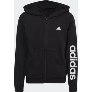 Zip-up Hoodie ADIDAS SPORTSWEAR. Katoen materiaal. Maten 7/8 jaar - 120/126 cm. Zwart kleur