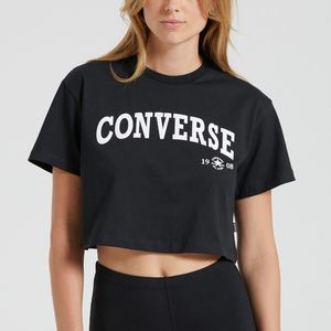 T-Shirt crop Retro Chuck CONVERSE. Katoen materiaal. Maten XS. Zwart kleur