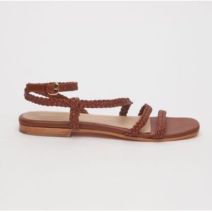 Sandalen in gevlochten leer CATHERINA PETITE MENDIGOTE. Leer materiaal. Maten 38. Kastanje kleur