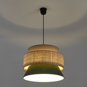Hanglamp / Dubbele lampenkap Ø40 cm, Dolkie LA REDOUTE INTERIEURS. Tergal materiaal. Maten é�én maat. Groen kleur