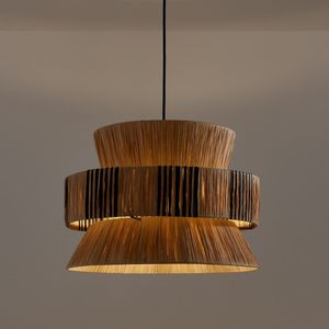 Driedubbele hanglamp van raffia Ø40 cm, Rafita LA REDOUTE INTERIEURS. Raffia materiaal. Maten één maat. Beige kleur