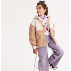Oversized jas met kap, in sherpa LA REDOUTE COLLECTIONS. Polyester materiaal. Maten 6 jaar - 114 cm. Beige kleur