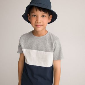 T-shirt ronde hals colorblock LA REDOUTE COLLECTIONS. Katoen materiaal. Maten 10 jaar - 138 cm. Blauw kleur