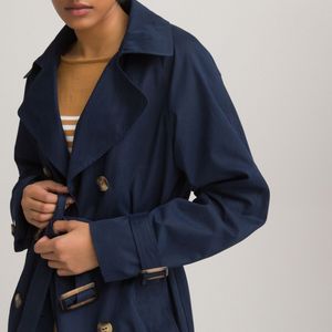 Lichte, lange trenchcoat LA REDOUTE COLLECTIONS. Polyester materiaal. Maten 36 FR - 34 EU. Blauw kleur