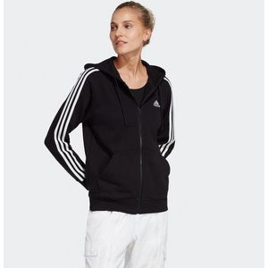 Zip-up hoodie Essentiels 3-Stripes ADIDAS SPORTSWEAR. Katoen materiaal. Maten XL. Zwart kleur