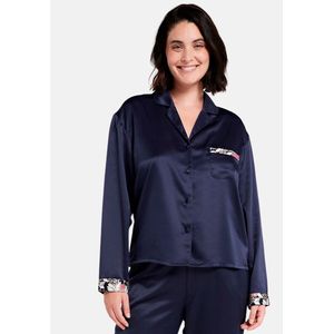 Pyjamavest In Style SANS COMPLEXE. Satijn materiaal. Maten XL. Blauw kleur