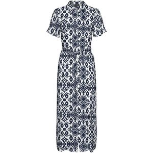 Bedrukte maxi-jurk, hoge kraag VERO MODA. Viscose materiaal. Maten XS. Blauw kleur