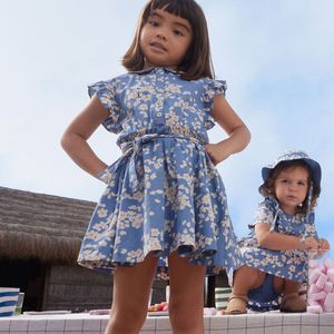 Bedrukte jurk in popeline PETIT BATEAU. Katoen materiaal. Maten 3 jaar - 94 cm. Blauw kleur