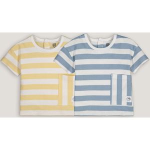 Set van 2 gestreepte T-shirts in katoen LA REDOUTE COLLECTIONS. Katoen materiaal. Maten 3 jaar - 94 cm. Blauw kleur