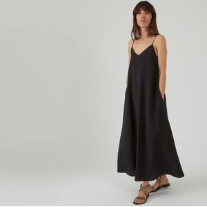 Lange jurk met spaghettibandjes LA REDOUTE COLLECTIONS. Viscose materiaal. Maten 42 FR - 40 EU. Zwart kleur