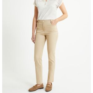 Rechte broek 5-pockets, in stretchkatoen ANNE WEYBURN. Katoen materiaal. Maten 38 FR - 34 EU. Beige kleur