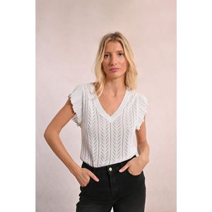 Truitje met korte mouwen en V-hals MOLLY BRACKEN. Viscose materiaal. Maten XL. Wit kleur
