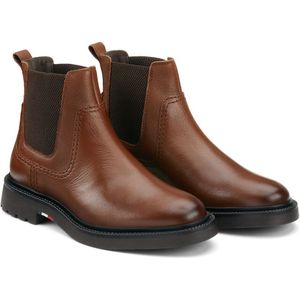 Chelsea boots in leer TOMMY HILFIGER. Leer materiaal. Maten 42. Kastanje kleur