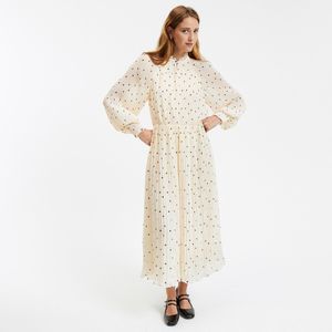 Lange, wijd uitlopende snit, motief met stippen LA REDOUTE COLLECTIONS. Polyester materiaal. Maten 44 FR - 42 EU. Beige kleur