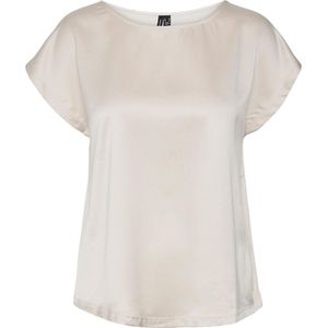 Satijnen blouse met korte mouwen VERO MODA. Polyester materiaal. Maten L. Beige kleur