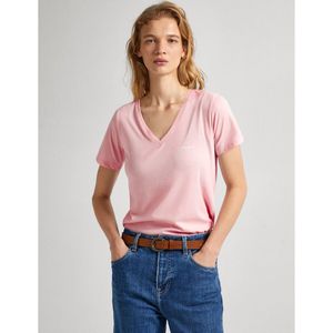 T-shirt met korte mouwen en V-hals PEPE JEANS. Katoen materiaal. Maten S. Roze kleur