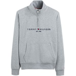 Sweater met opstaande kraag en rits, Tommy Logo TOMMY HILFIGER. Bio katoen materiaal. Maten S. Grijs kleur