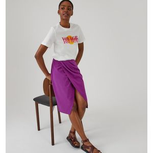 Rok met wikkeleffect, halflang LA REDOUTE COLLECTIONS. Viscose materiaal. Maten 38 FR - 36 EU. Violet kleur