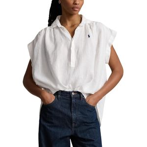 Blouse met korte mouwen, in linnen POLO RALPH LAUREN. Linnen materiaal. Maten XS. Wit kleur