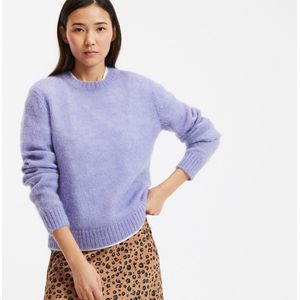 Trui met ronde hals in grof tricot LA REDOUTE COLLECTIONS. Alpaca materiaal. Maten L. Violet kleur