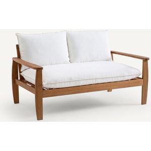 Nellia - Tuinbank - Wit - Acaciahout - 2-zit met Kussens