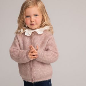 Gebreid vest in grof tricot, knoopsluiting LA REDOUTE COLLECTIONS. Polyester materiaal. Maten 2 jaar - 86 cm. Groen kleur