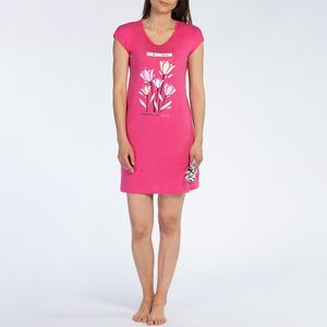 Nachthemd met korte mouwen in jersey Tulipe NAF NAF. Katoen materiaal. Maten XL. Roze kleur