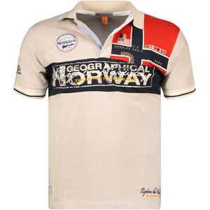 Rechte polo in piquétricot Kidney GEOGRAPHICAL NORWAY. Katoen materiaal. Maten XXL. Beige kleur