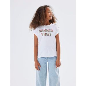 T-shirt met korte mouwen NAME IT. Katoen materiaal. Maten 9/10 jaar - 132/138 cm. Wit kleur