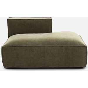 Loungebank, rechts, vintage fluweel, Seven LA REDOUTE INTERIEURS. Geribd fluweel materiaal. Maten rechterhoek. Groen kleur