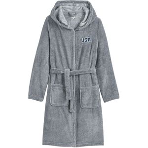 Kamerjas met kap LA REDOUTE COLLECTIONS. Polyester materiaal. Maten 18 jaar - 180 cm. Grijs kleur