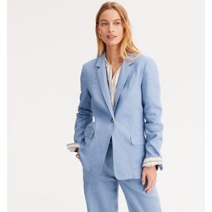 Slim-fit lang vest van zuiver linnen ANNE WEYBURN. Linnen materiaal. Maten 40 FR - 38 EU. Blauw kleur