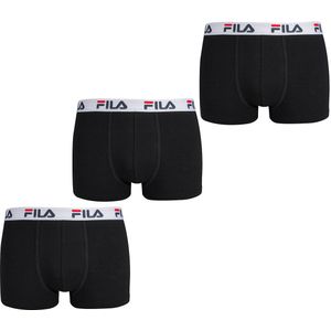 Set van 3 effen boxershorts FILA. Katoen materiaal. Maten XXL. Zwart kleur