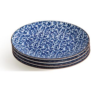 Set van 4 dessertborden met schelpmotieven, Bowlia LA REDOUTE INTERIEURS. Porselein materiaal. Maten één maat. Blauw kleur