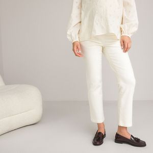 Rechte zwangerschapsjeans, hoge bandeau LA REDOUTE COLLECTIONS. Denim materiaal. Maten 42 FR - 40 EU. Wit kleur