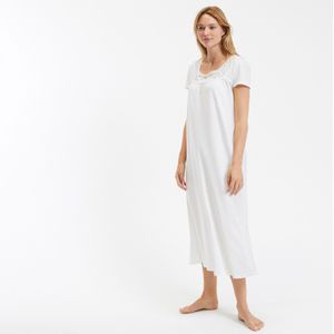 Nachthemd in kant en gekamd katoen ANNE WEYBURN. Katoen materiaal. Maten 46/48 FR - 44/46 EU. Wit kleur