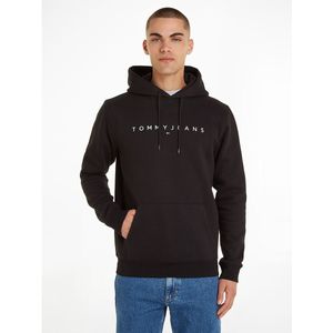 Rechte hoodie linear logo TOMMY JEANS. Katoen materiaal. Maten XL. Zwart kleur