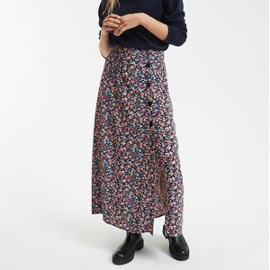 Lange rok met bloemenmotief LA REDOUTE COLLECTIONS. Viscose materiaal. Maten 44 FR - 42 EU. Zwart kleur