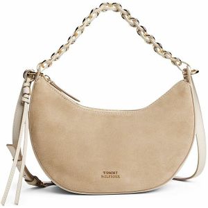 Schoudertas in leer, sikkelvormig TOMMY HILFIGER. Leer materiaal. Maten één maat. Beige kleur