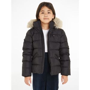 Gematelasseerde donsjas met kap TOMMY HILFIGER. Polyester materiaal. Maten 10 jaar - 138 cm. Zwart kleur