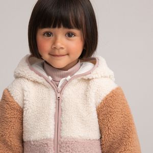 Vest met rits en kap, pluche stof LA REDOUTE COLLECTIONS. Polyester materiaal. Maten 3 jaar - 94 cm. Multicolor kleur