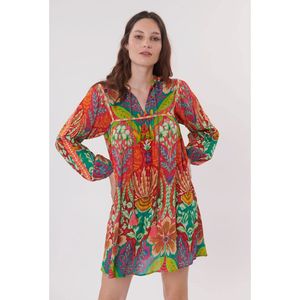 Rechte jurk Terrazza, bloemenprint DERHY. Viscose materiaal. Maten XL. Multicolor kleur