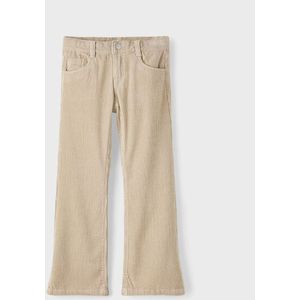 Bootcut broek in fluweel NAME IT. Katoen materiaal. Maten 13 jaar - 153 cm. Beige kleur