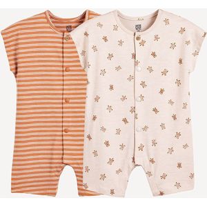 Set van 2 bedrukte combishorts in jersey LA REDOUTE COLLECTIONS. Katoen materiaal. Maten 18 mnd - 81 cm. Andere kleur