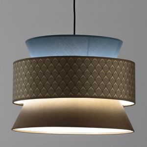 Hanglamp / Dubbele lampenkap Ø40 cm, Dolkie LA REDOUTE INTERIEURS. Tergal materiaal. Maten één maat. Blauw kleur