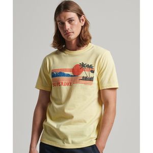 Bedrukt T-shirt met korte mouwen en ronde hals SUPERDRY. Katoen materiaal. Maten S. Geel kleur