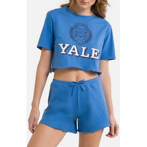 Pyjashort in katoen Yale YALE. Katoen materiaal. Maten M. Blauw kleur