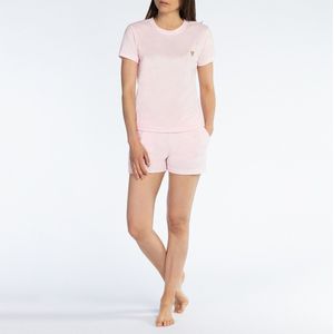 Pyjashort met korte mouwen, in badstof Pastel MELISSA BROWN. Polyester materiaal. Maten XL. Roze kleur