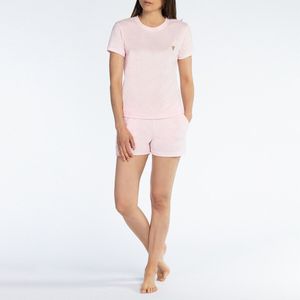 Pyjashort met korte mouwen, in badstof Pastel MELISSA BROWN. Polyester materiaal. Maten S. Roze kleur