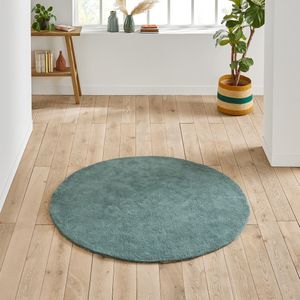 Rond tapijt in getuft kant Renzo, groot model LA REDOUTE INTERIEURS. Katoen materiaal. Maten diameter 160 cm. Groen kleur